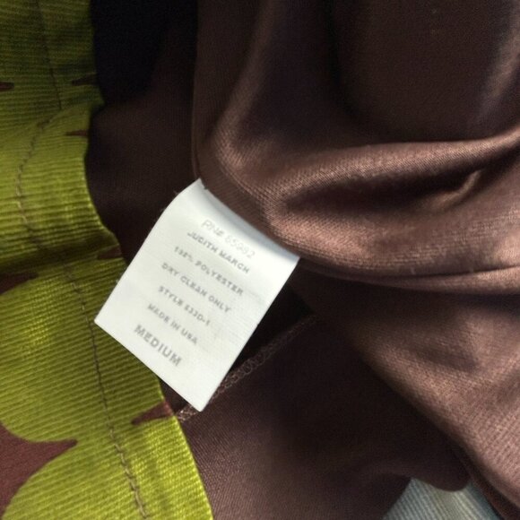 Vintage Judith March One Shoulder Dress Womens Medium Brown Green Short Party - Picture 4 of 8